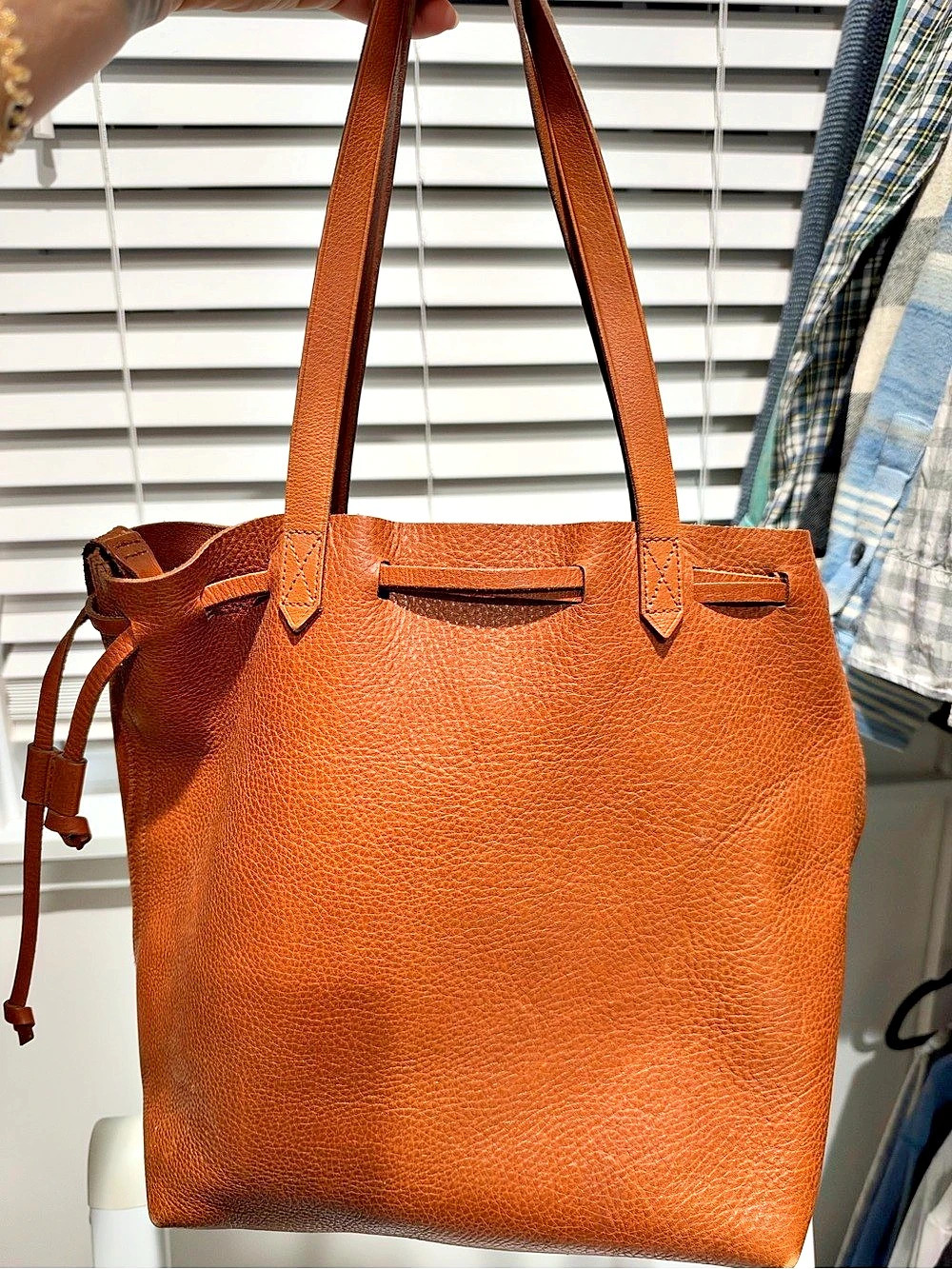 Madewell The Drawstring Transport Tote Leather Tote in Brown